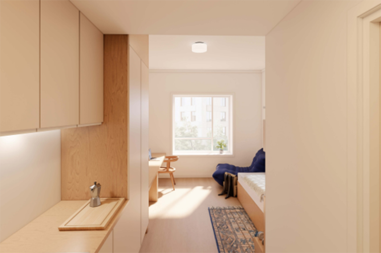 Slik ser arkitektene for seg at de nye studenthyblene kan se ut. Illustrasjon: LMR arkitektur as